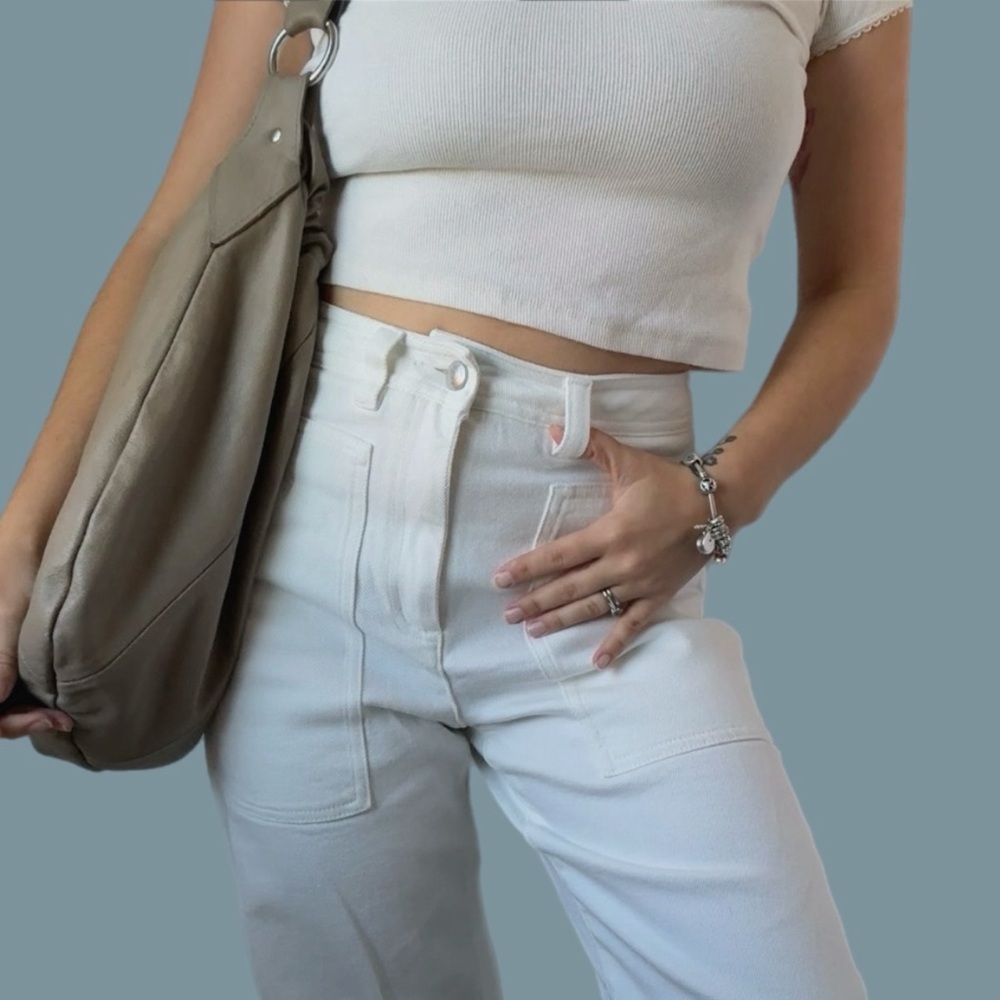 🤍 Wilfred Free Modern Utility White Jeans — Size 0